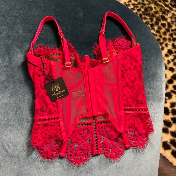 NWT Honey Birdette Molly Red Lace Bustier Size 36G / 36H (14G / 80H) - Picture 6 of 8